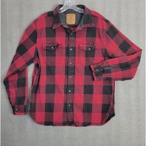 AMERICAN EAGLE OUTFITTERS Men's Size XL Red Plaid Flannel Button Up Shacket